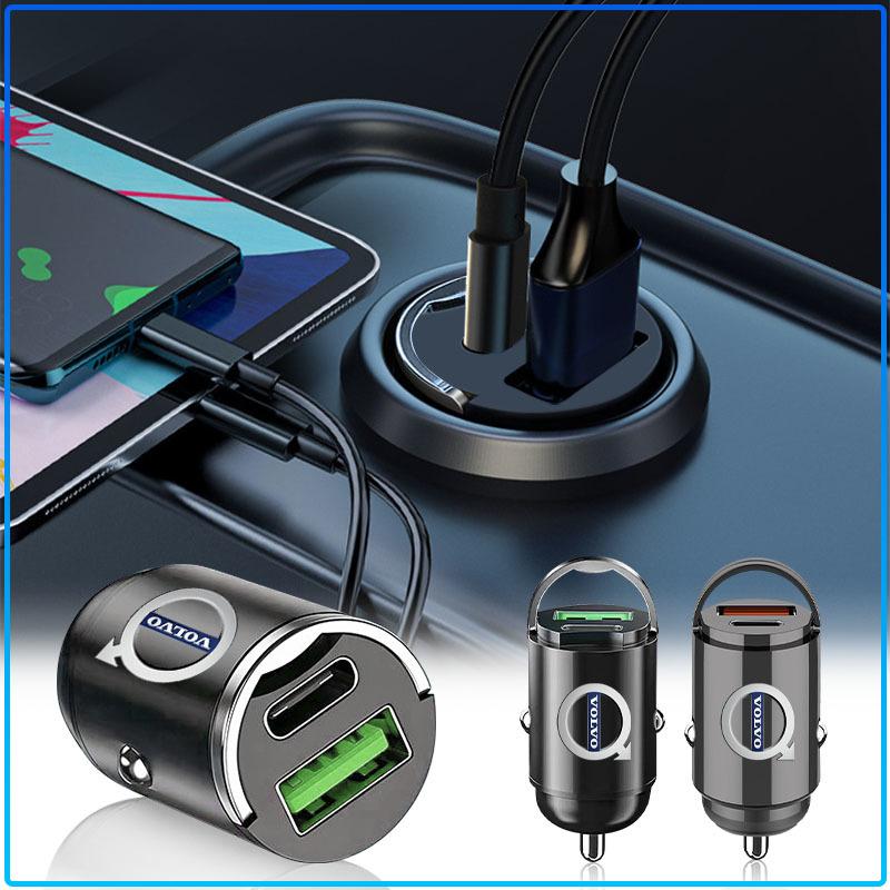 Mini Car Charger 12-24V Lighter Fast Charging Car USB Type C Charger For Volvo XC60 XC90 S60 S80 S40 V40 V60 V70 V50 XC70