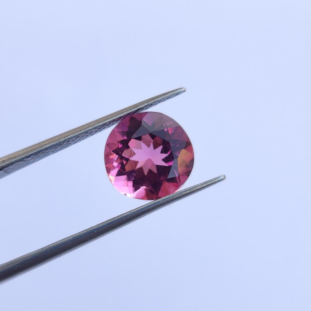 Ruby Shade Glass Stone, Round Faceted Cut 9 mm, 2.25 Carat Size stone.