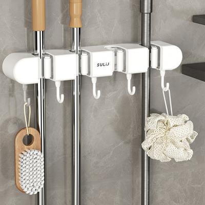 An der Wand montierter Mop-Halter, wasserdicht, stanzfrei, universell, einfache Installation, multifunktionales Mop-Besen-Aufhänger-Regal