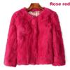 Lady Real Genuine Rabbit Fur 3/4 Sleeve Outwear Winter Warm Jacket Furry Coat