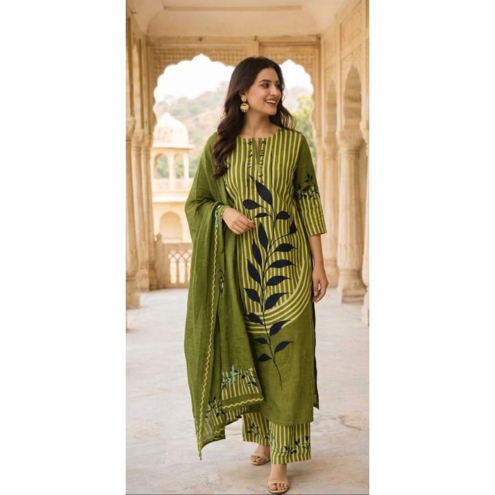 Hand Block Printed Heavy Cotton Kurta Set Women's Designer Ethnic Kurti Pant Set
