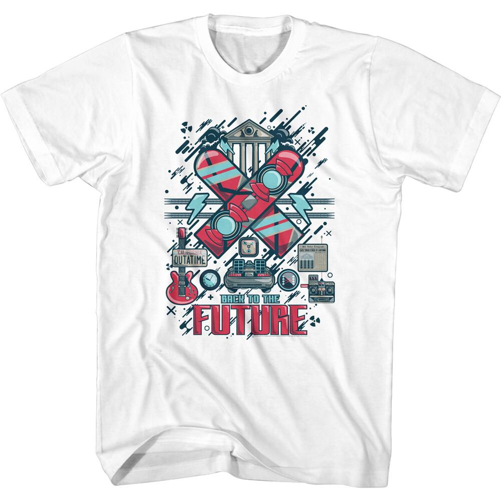 Back To The Future Movie Collage Hoverboard OUTATIME 121 Gig Men T Shirt L