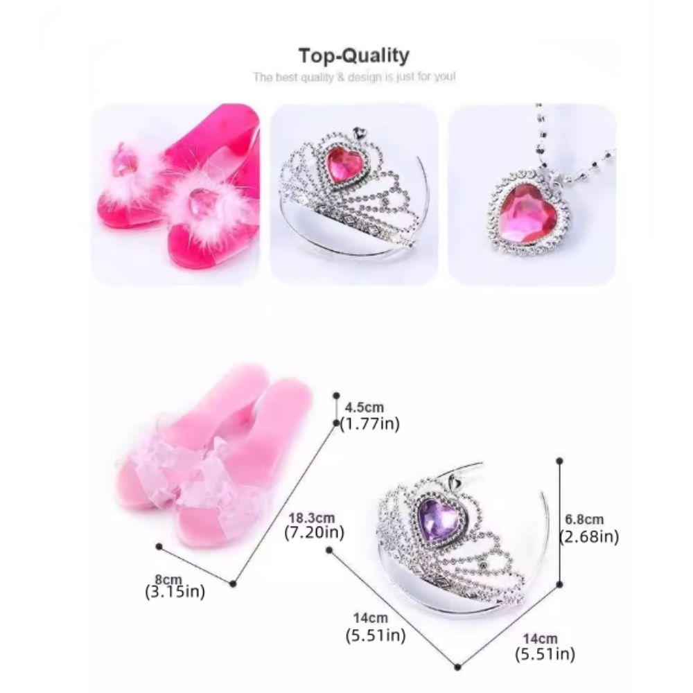 Necklace Crown Girls Jewelry Toys Pretend Play Crystal Shoes Toy Princess Dress Up Toys  Halloween