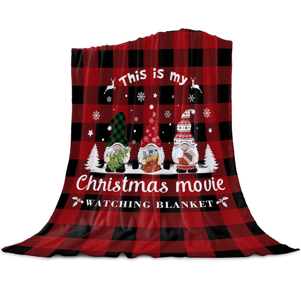 Christmas Elves Checkered pattern digitalprinted polyester velvet flannel cover blanket Fleece sofa cover blankets for beds