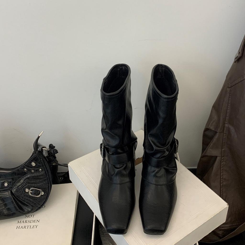 Huge Good-looking 2025 Autumn and Winter Small Short Boots Retro Square Head Western Cowboy Boots Locomotive Boots Xinjiang Original Travel Boots