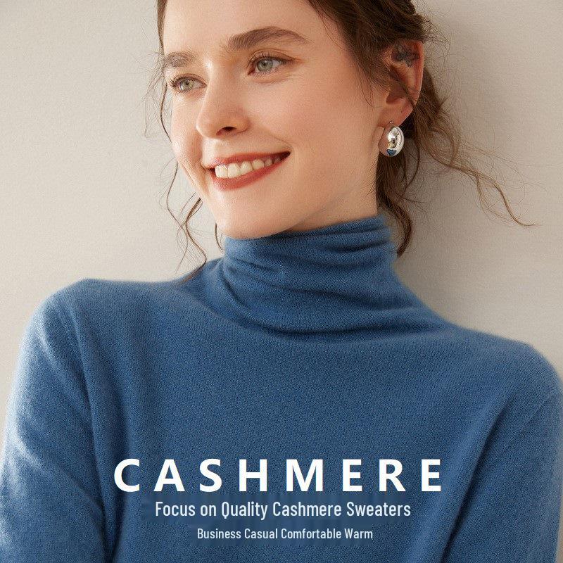 Women's High Neck Cashmere Sweater - New Autumn/Winter Arrival, Casual Knit Base Layer