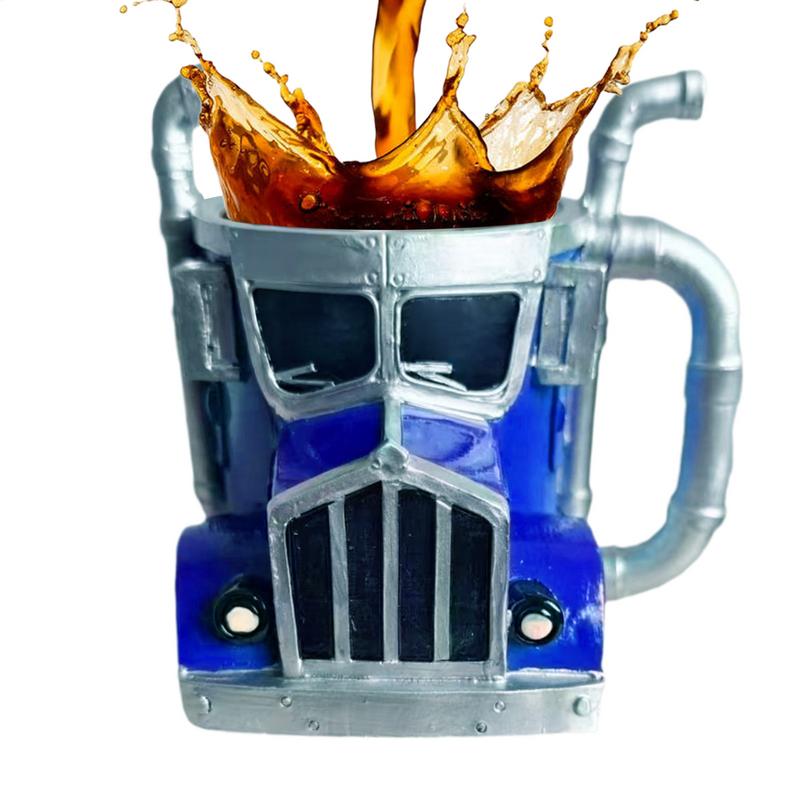 Truck Mug 420MLTruck Driver Mug Handcrafted Stainless Steel Resin Truck Coffee Mug Trailer Shaped Coffee Cup For Coffee
