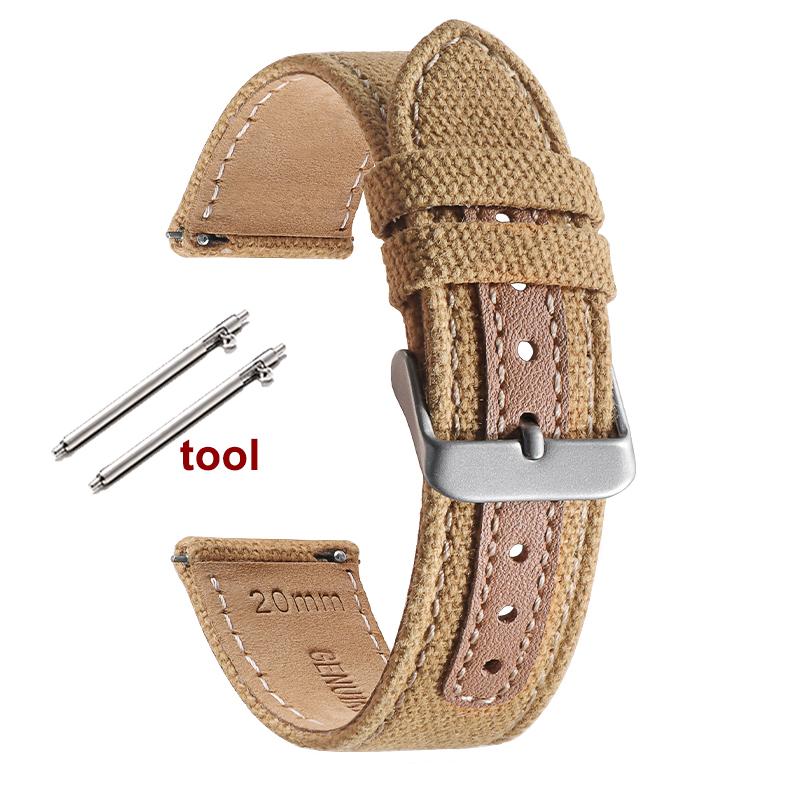 20mm 22mm Braided Canvas Watch Band for Samsung Galaxy 3/4 40mm 44mm Classic 46/42mm Quick Release Bracelet for Huawei Straps