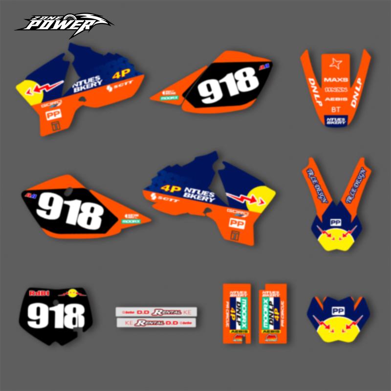 Powerzone Custom Team Decals Stickers Kits for KTM SX50 2002-2008 Customized Number Background
