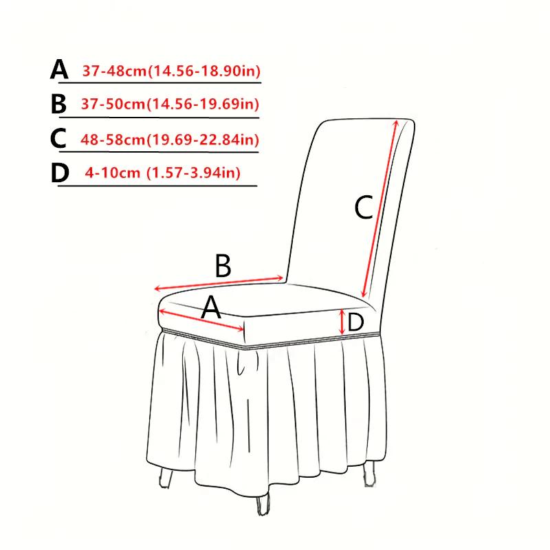 1 Stück Bedruckte elastische Esszimmerstuhlhusse mit Schürze Dehnbare Überwürfe für Esszimmer Hochzeit Hotel Bankett