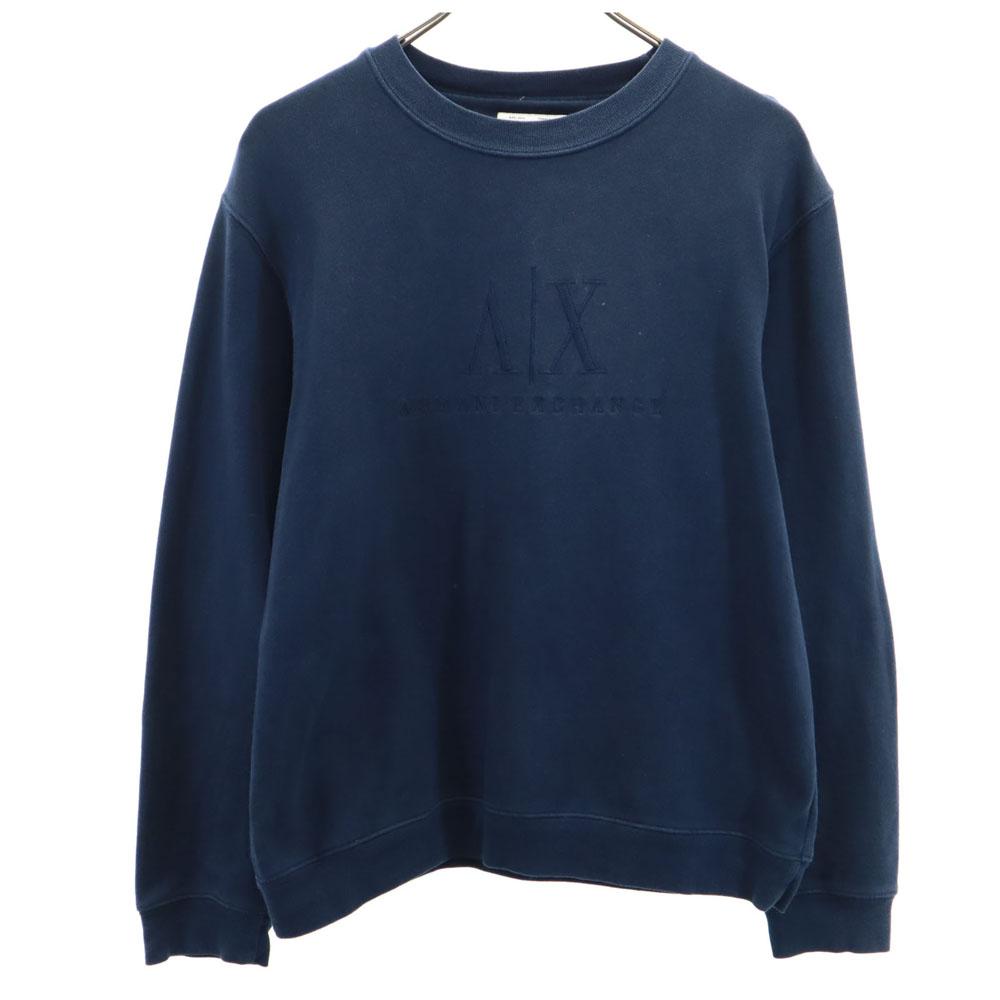 ARMANI EXCHANGE 90s Old Long sleeve Logo embroidery trainer XS Navy sweat Men's Used