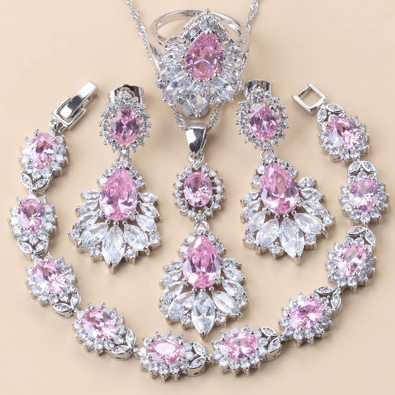 New   Big Necklace Jewelry Green Zircon Long Earrings Sets For Women Set Wedding Ring Bracelets Free Shipping