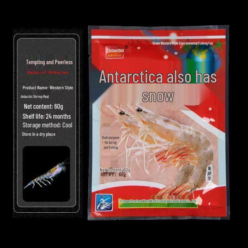 

Western-Style Fishing Bait Additive: Antarctic Krill Powder, 60g per Bag, 220 Bags per Package.