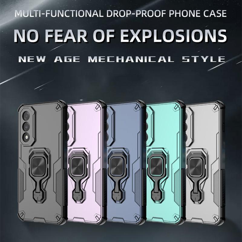 KEYSION Coque Armure Antichoc pour OnePlus Nord 5 5G Silicone+PC Support Métal Vertical Anneau Live Housse de Téléphone pour OnePlus Nord CE5