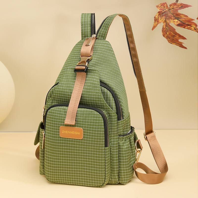 Leichte Brusttasche für Damen Kariert Mehrzweck-Rucksack