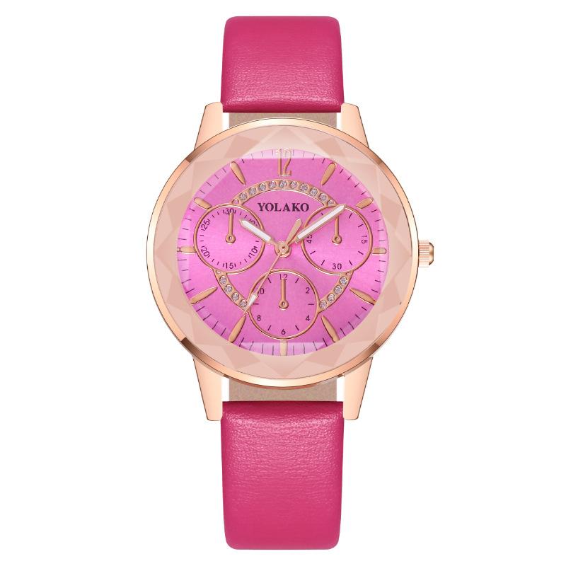 

Популярні модні цифрові жіночі годинники з трьома очками жіночі годинники на поясі кварцові жіночі годинники рожевий червоний колір