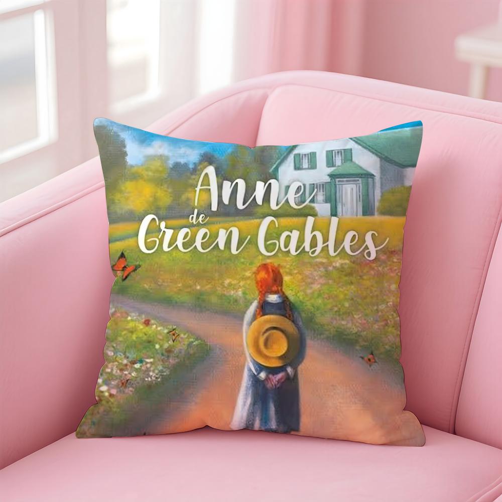 Anne of GGreen Gables Cushion Cover Linen Pillowcase Cover Soft Decor for Sofa Home Room