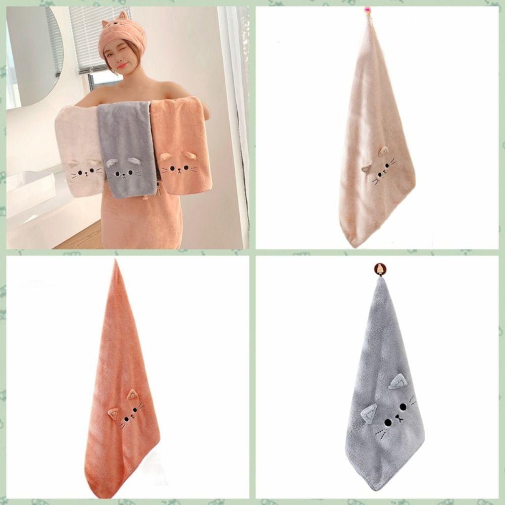 

Quick Drying Cartoon Cat Hair Towel Skin-Friendly Shower Towel Cute Bath Towel Household