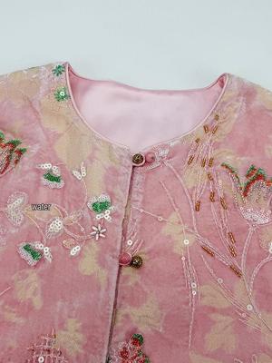 Lente Mode Velours Kralen Bloemen Jas & Rok Set P0230