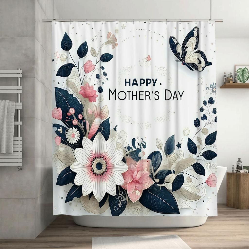Happy Mother's Day Floral Shower Curtain | Elegant and Festive Design