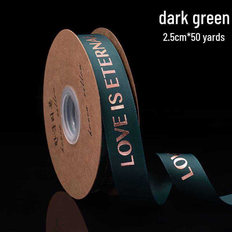 Gold-stamped Polyester Gift Ribbon Bow for Cakes & Floral Packaging