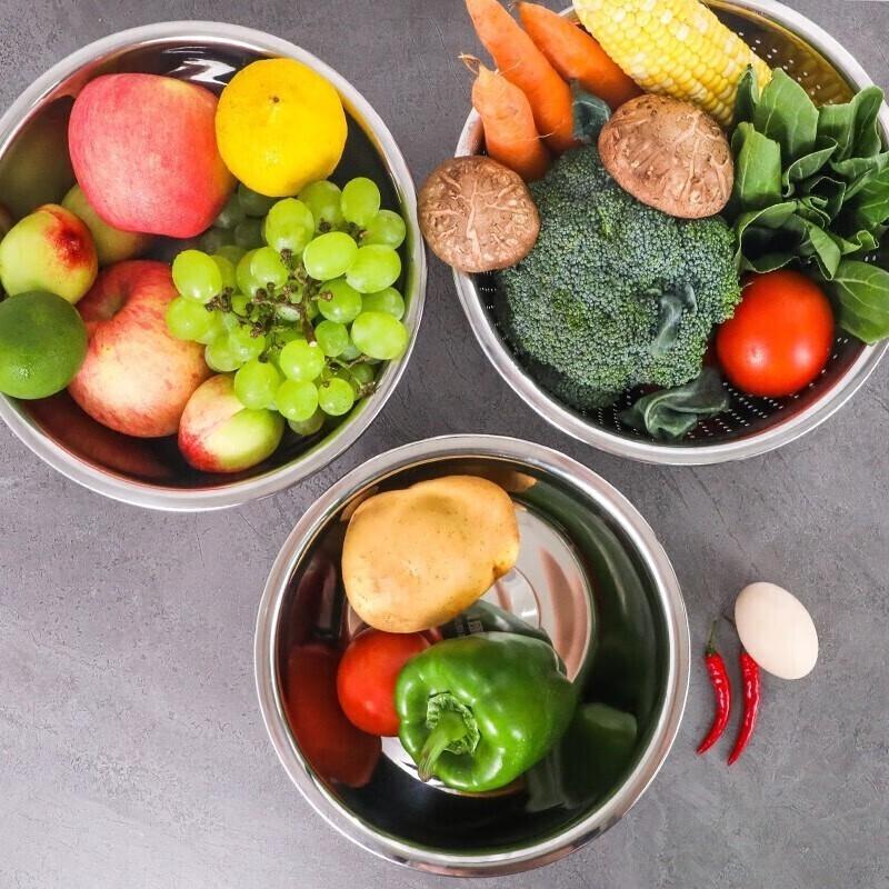 Koubach 3-Piece Stainless Steel Mixing Bowl & Colander Set