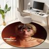 1pc French rock legend Johnny Hallyday Round carpet Painted Printed circular carpet, home door mat, outdoor travel protection carpet