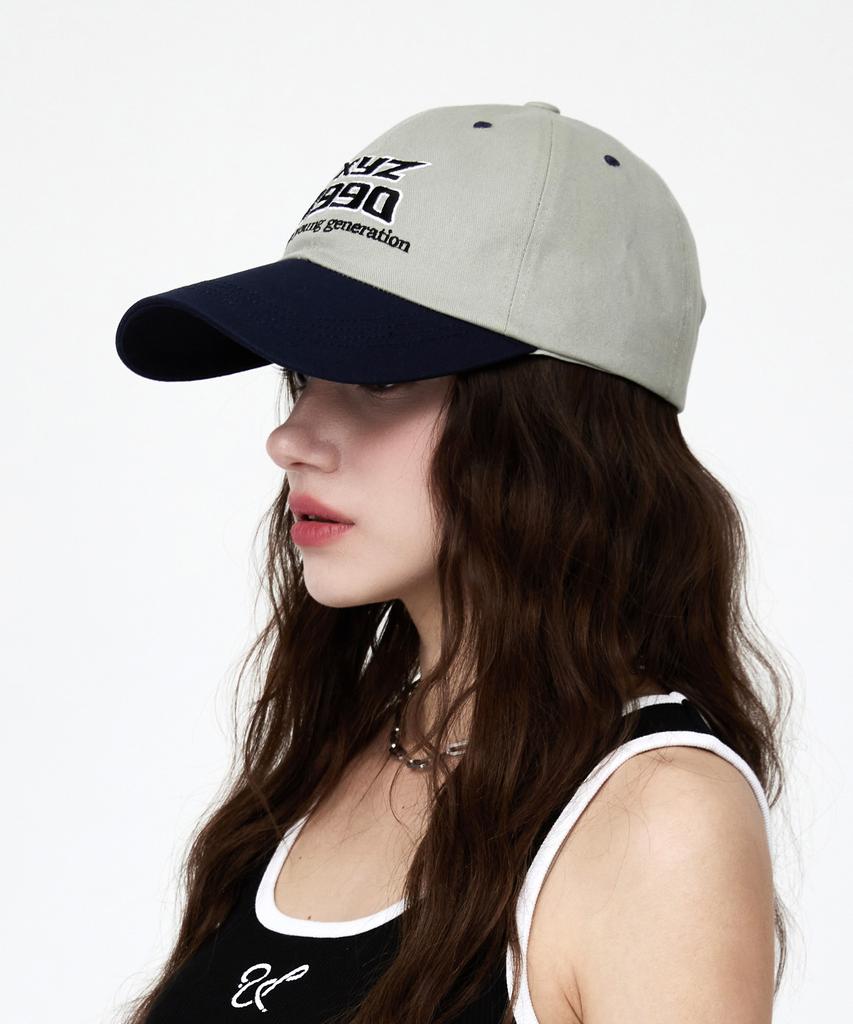 ULUK Xyz Embroidered Cotton Color Block Ball Cap_Gray