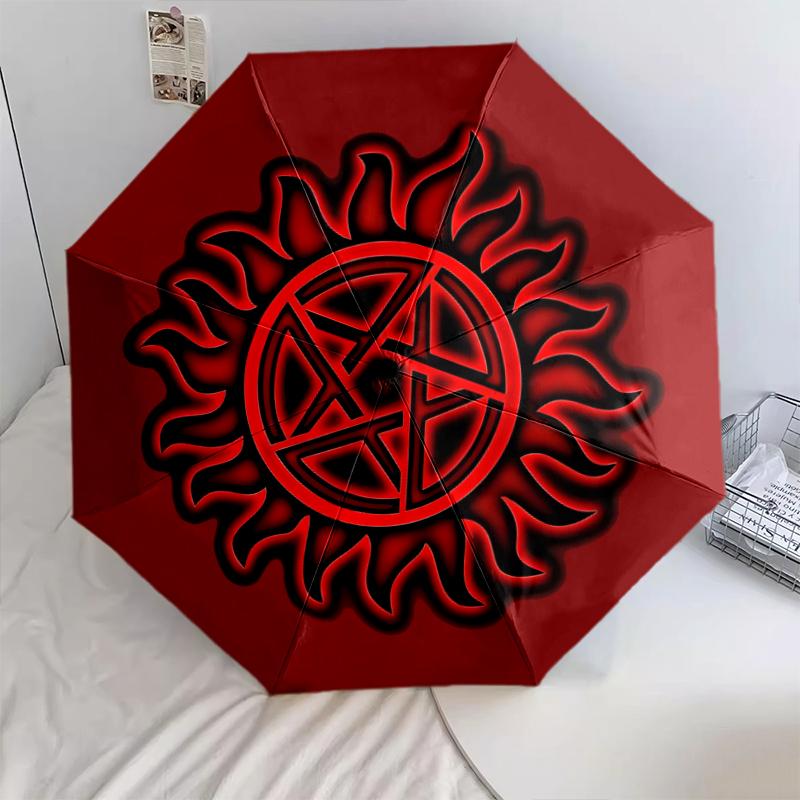1 PC Automatic Folding Umbrella - Supernatural Pattern, Portable & Foldable Design with 8 Ribs, Christmas Birthday Gifts