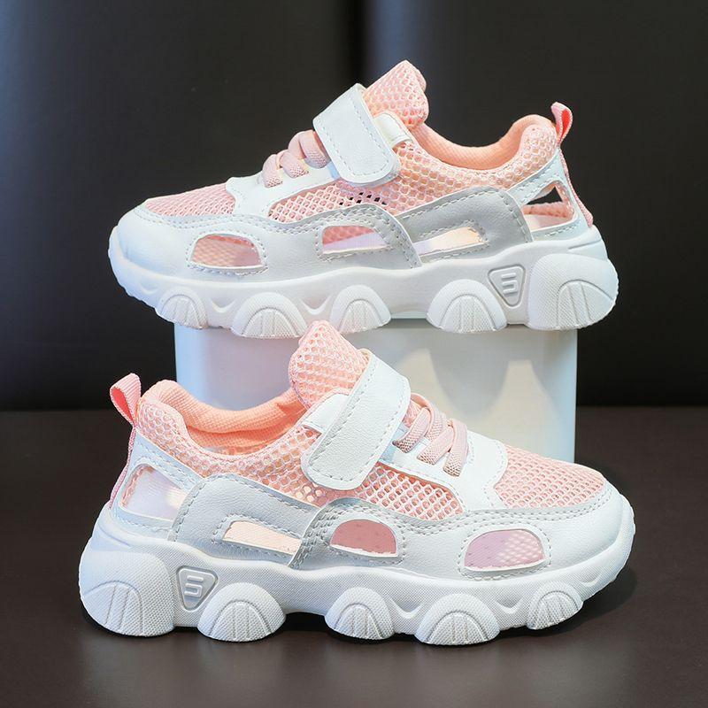 Summer boys and girls mesh breathable sports shoes spring and autumn children's casual soft sole hollow boys dad shoes baby shoes