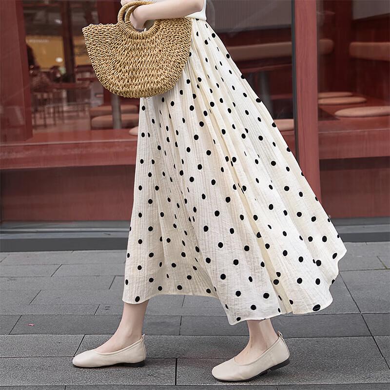 Women s Retro Polka Dot A-Line Midi Skirt XL