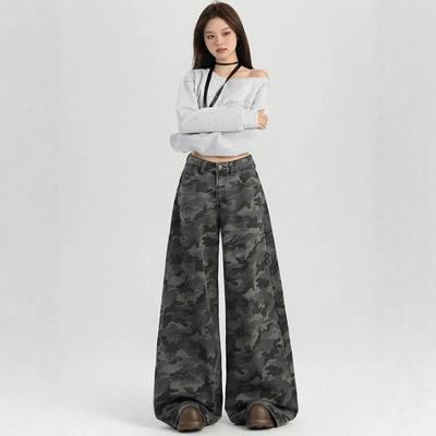 Pohodlné maskáčové džíny Dámská velká velikost Volné peplum kalhoty High Street Skinny Kalhoty se širokými nohavicemi Džíny pro ženy Dlouhé džínové kalhoty