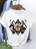 Womens Short Tshirt with Western Style Geometric Cow Head Bone Print Round Neck Soft and Breathable Springsummer Womens Top