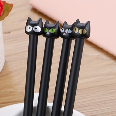 Back To School Season 10pcs 0.5mm Creative Black Kitten Gel Pen Cute Cartoon Stationery Water-based Pen Small Fresh Office Signature Pen