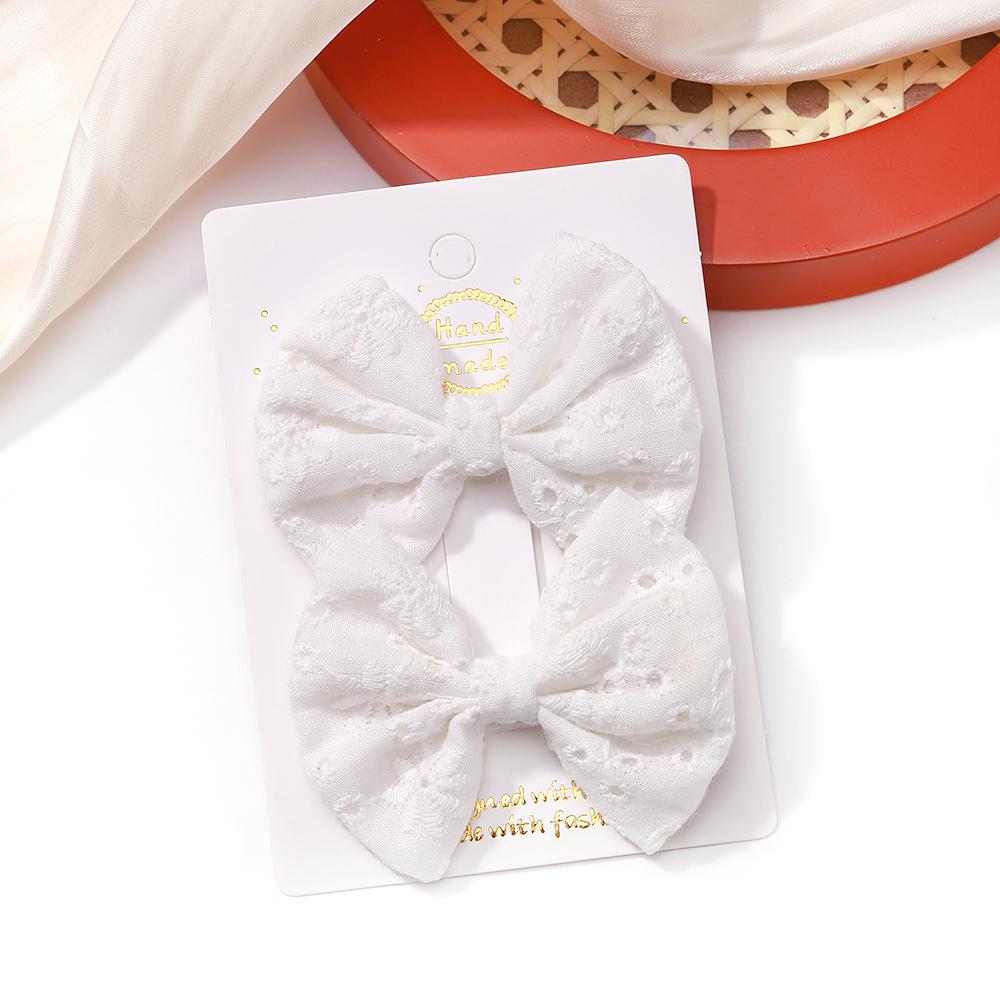 2pcs/set Embroidery Bows Hair Clips Solid Hairpins Girls Handmade Cotton Barrettes Kids Butterfly Hair Pin Baby Hair Accessories