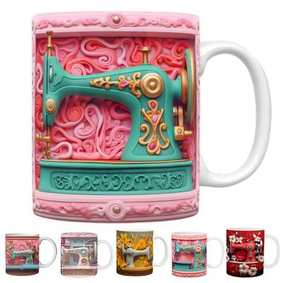 Crochet Mug Personalized Ceramic Coffee Cup Yarn Hooks And Crochet Tools Design Cup Knitting Mom Gift for Crocheting Moms Grandma Wife Daughter