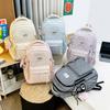 Schoolbag Japanese Fresh Color Sea Salt Blue Plaid Floral Schoolbag Female Sweet Atmosphere Junior and High School Girls Backpack