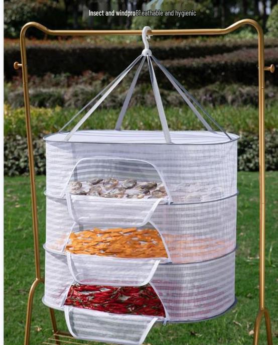 

Multifunctional Enclosed Zipper Mesh Drying Basket - Mosquito-Proof for Clothes, Vegetables, and Other Goods Single Layer Mesh (40*60CM) светло-серый