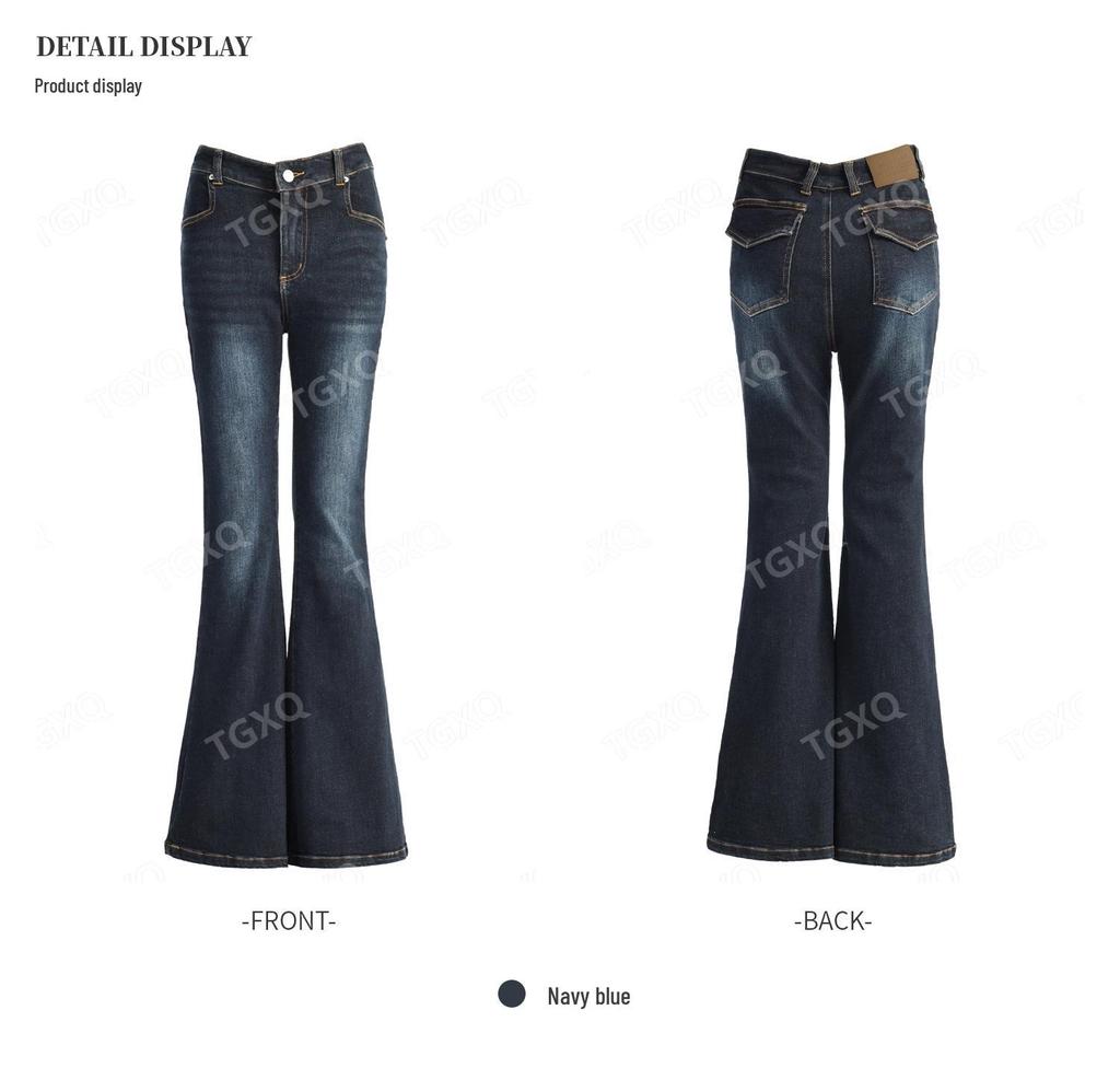 Jeans a zampa retro a vita a V da donna 2025 - Pantaloni a zampa a vita bassa trendy