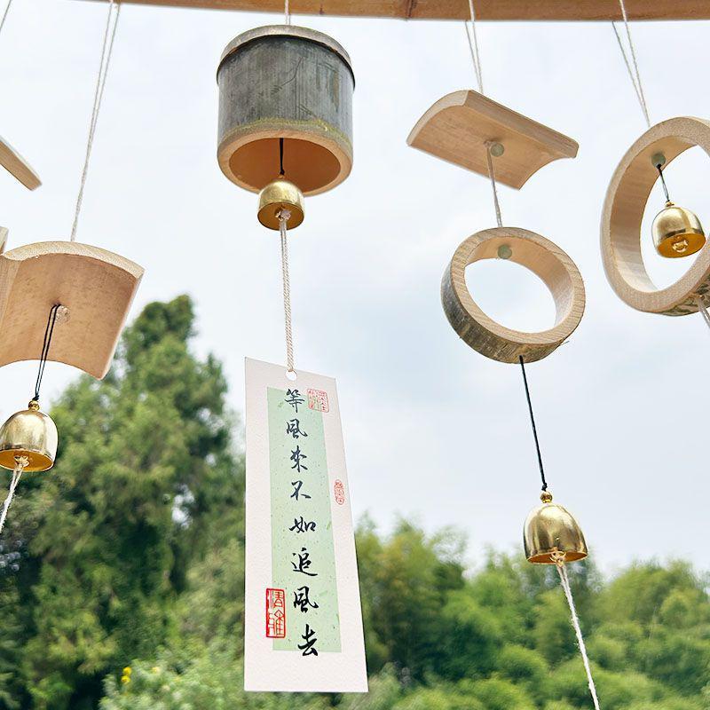 Bamboo Wind Chime Pendant: Retro Chinese Style Outdoor Ornament & Handmade Gift