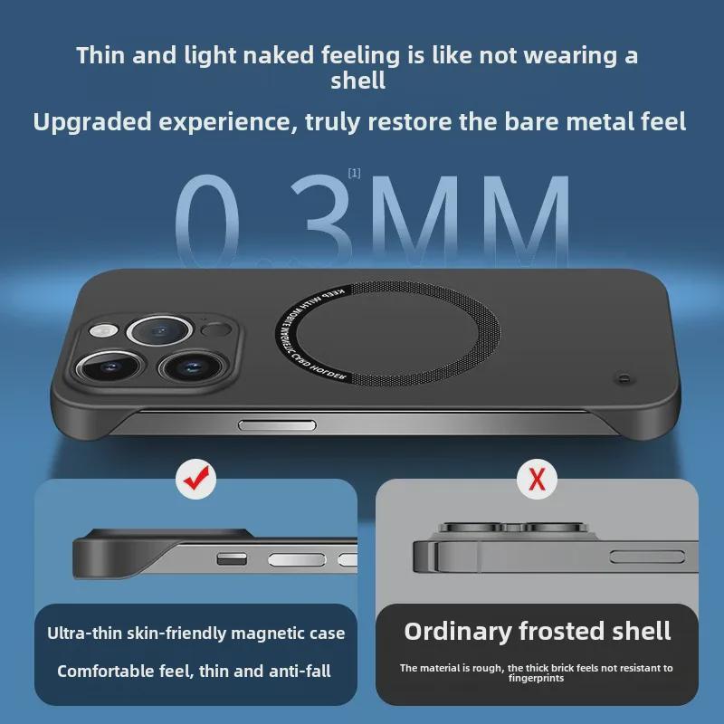 iPhone 16 Pro Max Borderless Magsafe Magnetic Case - Anti-fall Protection for iPhone 14 & 15