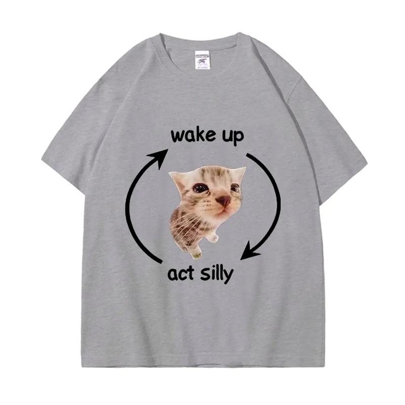 Wake Up & Act Silly: Crying Banana Cat Meme T-shirt