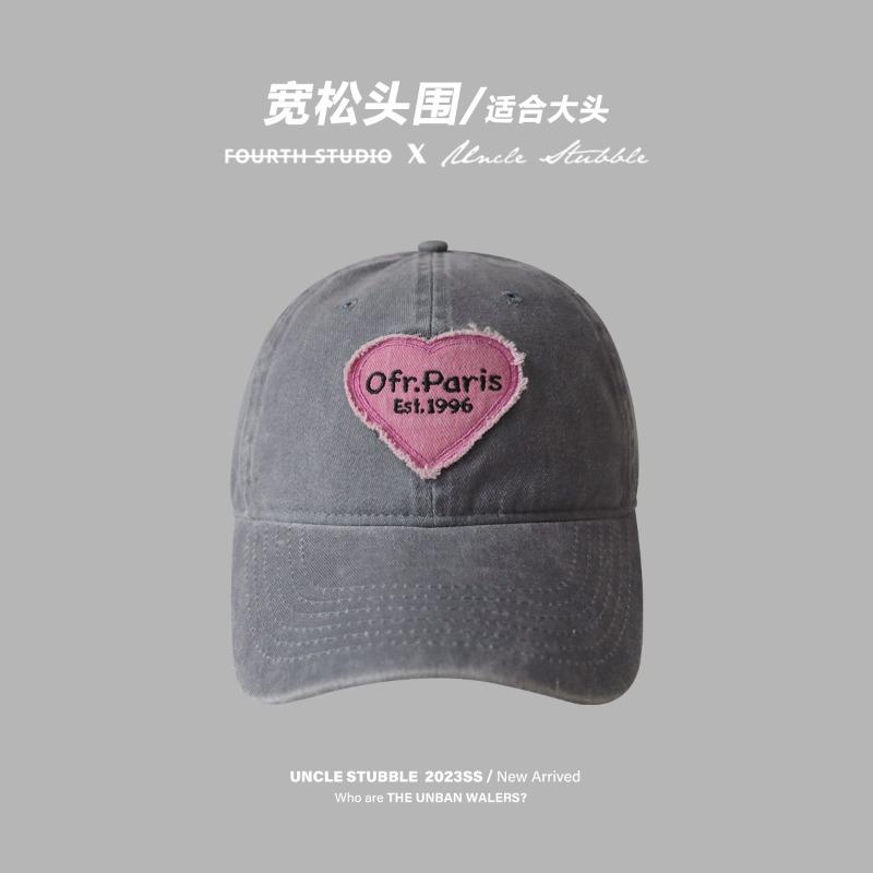 Spring and Summer Big Head Circumference Hat Shows the Face Small Cap Girl Sweet Cool Hot Girl Love Retro Soft Top Baseball Cap Tide