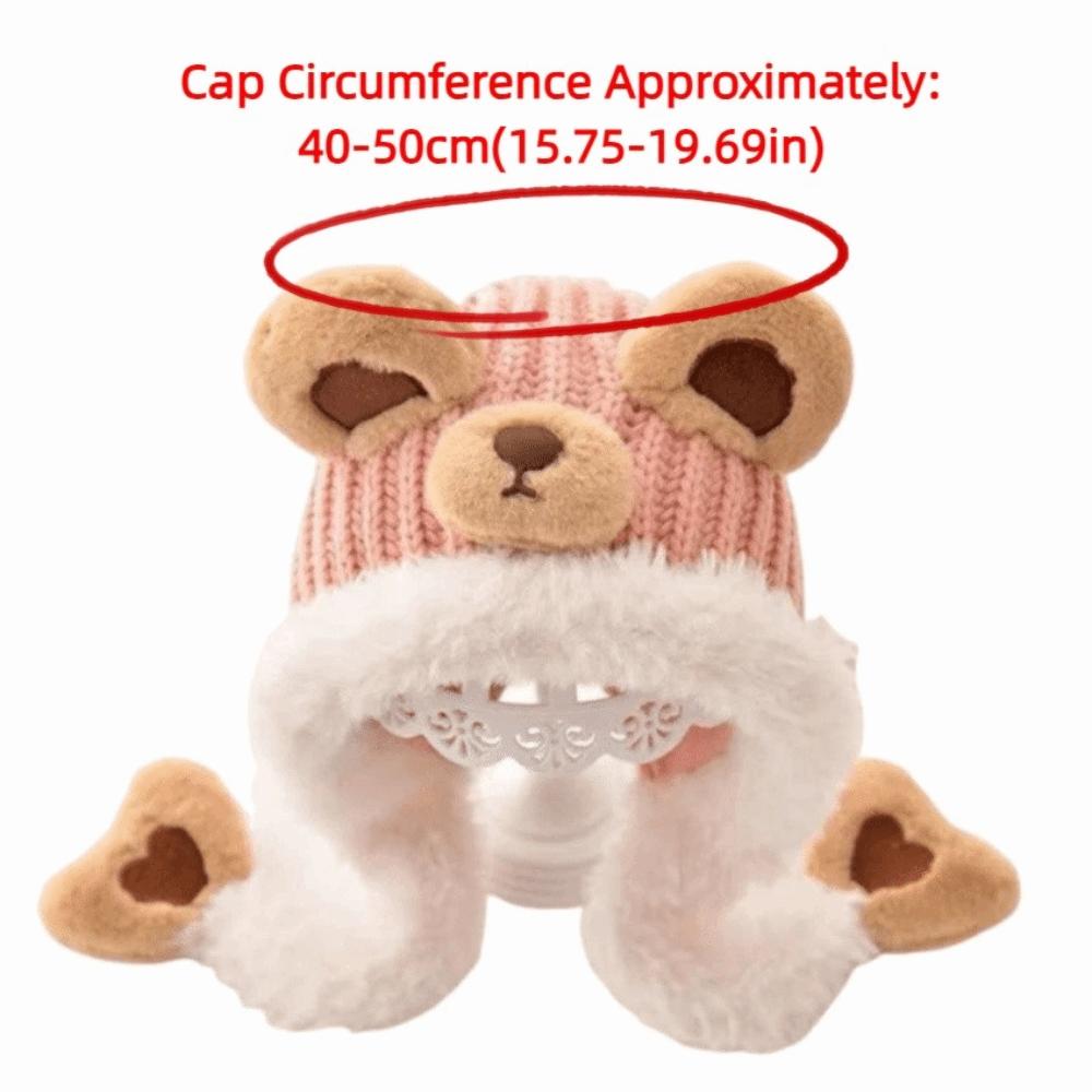 Kawaii Cartoon Beanie Caps Bear Thickened Children's Pullover Hats Comfortable Coldproof Knitted Warm Hat Autumn and Winter