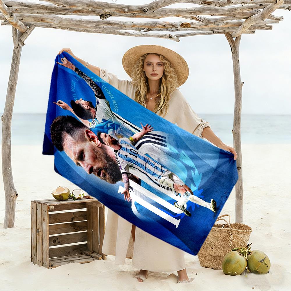 Football Messi Beach Towel Super Soft Microfiber Quickdry Fabric Comfortable Lightweight