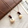 Vintage New Chinese Ethnic Style Bodhi Peace Buckle Pendant Long Sweater Necklace For Women