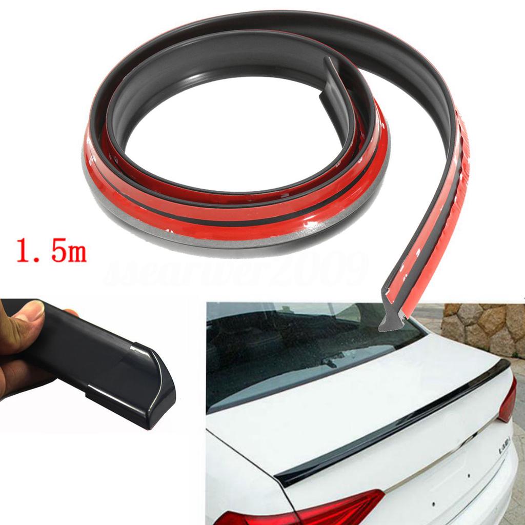ENET 4.9ft 1.5M Carbon Fiber Car PU Rear Roof Spoilers Trunk Pumber Wings Lip Sticker