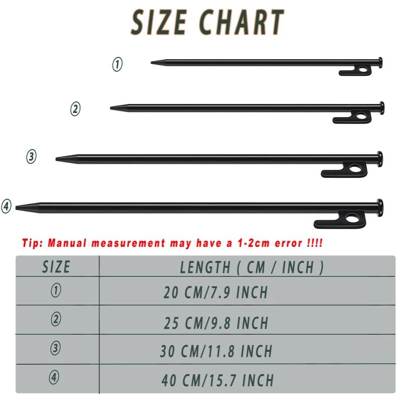 4 szt. Wbijaki do namiotu Wytrzymałe paliki kempingowe Kute stalowe kołki Kolce do dekoracji podwórka, na śnieg, na piknik Niezniszczalne i sztywne