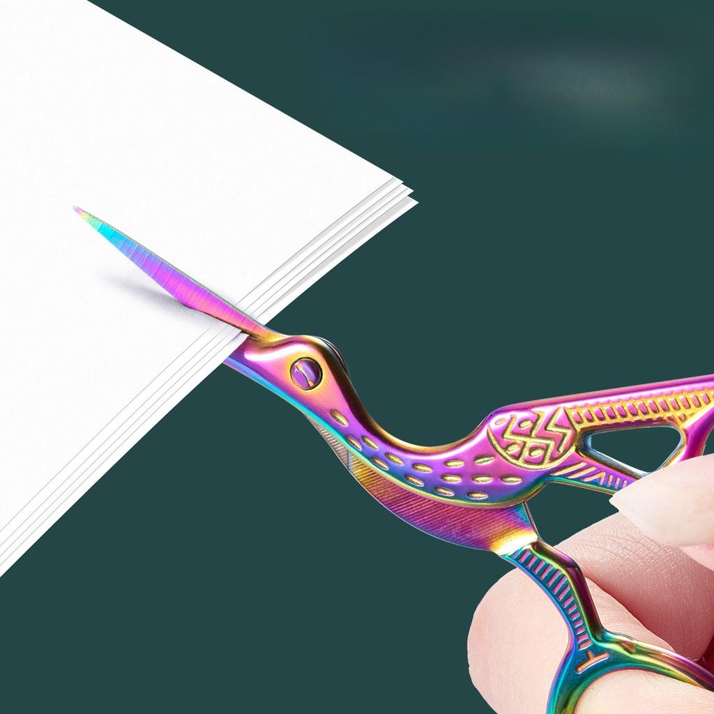 1 Stück Kreative Kran Retro Titan Schere Kreuzstich Blumengarn Kopfschere Haushalt Tee Kunst Tee Schönheitsschere