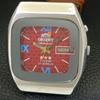 VINTAGE ORIENT CRYSTAL AUTOMATIC 46941 JAPAN MENS RED COLOR DIAL WATCH a700343-5 R202-a700343